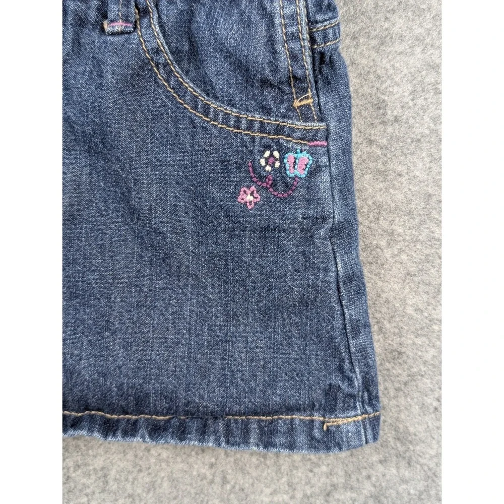 OshKosh B'gosh Girls‎ Blue Denim Overall Jumper Dress Floral Butterfly Size 3T